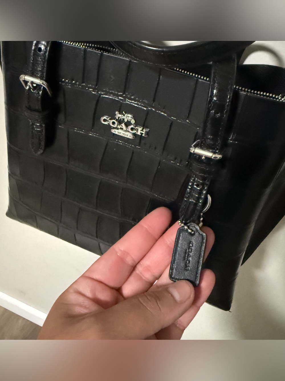 COACH Black Croc Embossed Mollie Tote Bag
25 with straps - Picture 11 of 14